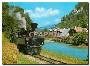 Postcard Modern Murtalbahn bei Ramingstein Burg mit Finstergruen Land Salzburg