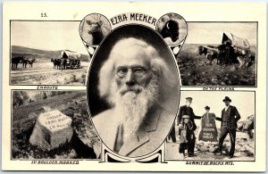 VINTAGE POSTCARD PORTRAIT OF EZRA MEEKER AND MULTIPLE SCENES OF HIS OREGON TRAIL