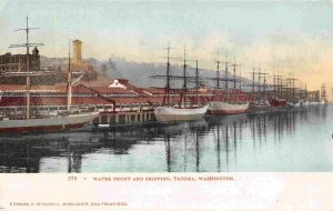 Sailing Ships Docks Tacoma Washington 1907c color postcard