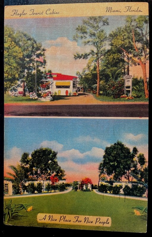 Vintage Postcard 1949 Flagler Tourist Cabins, Miami, Florida (FL)