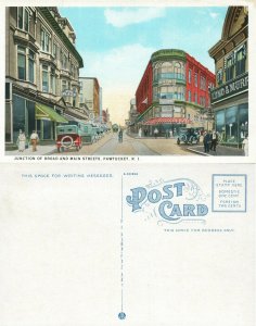 PAWTUCKET R.I. BROAD & MAIN STREETS ANTIQUE POSTCARD