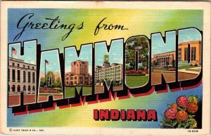 Postcard BIG LETTERS SCENE Hammond Indiana IN AN8718