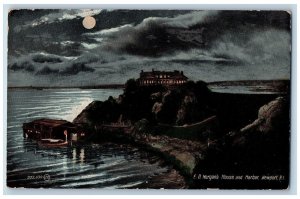 Newport Rhode Island Postcard ED Morgans House And Harbor Moon Scene c1910's
