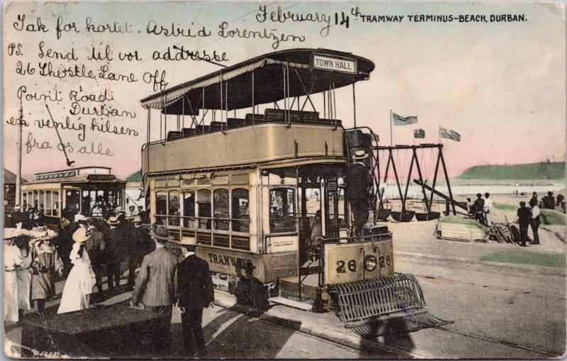 Tramway Terminus Beach Durban South Africa A. Rittenberg c1908 Postcard E32