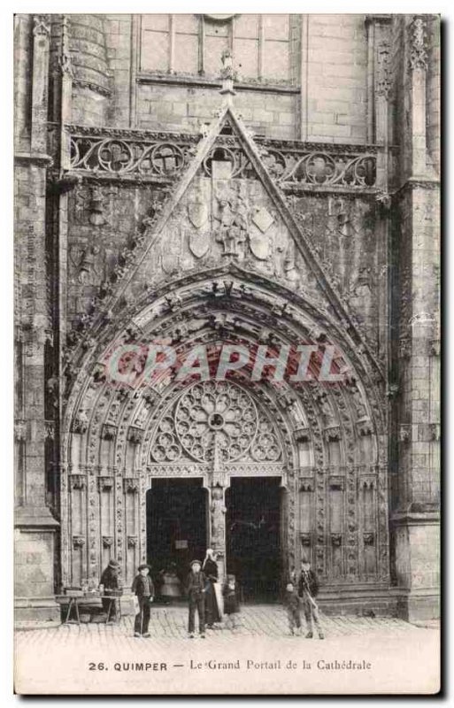 Old Postcard Quimper Grand Portal Cathedrale