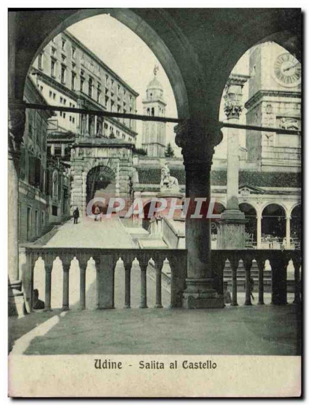 Old Postcard Udine Salita al Castello
