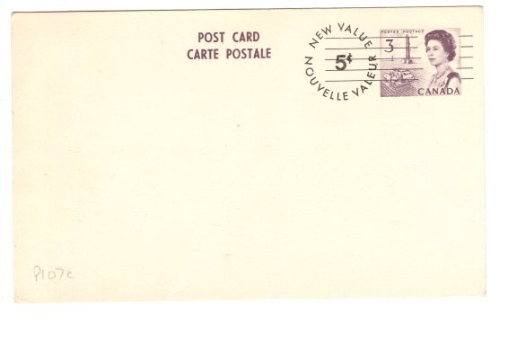 Postal Stationery Postcard Elizabeth II 3 Cent Precancel New Value 5 Cents