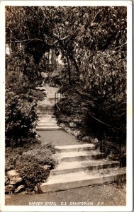 Real Photo Postcard Garden Steps at C.S. Sanatorium in San Francisco, California
