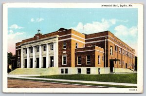 Joplin Missouri~Memorial Hall Bldg Street View~CT American Art~Vintage Postcard
