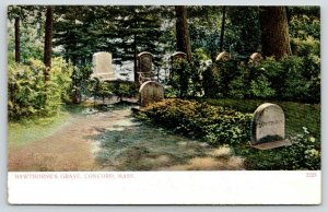 Concord MA~Author Nathaniel Hawthorne's Grave~Cemetery~Tombstones~c1905 