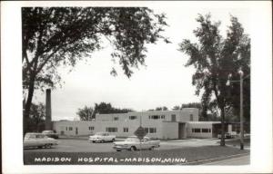 Madison MN Hospital & Old Cars Real Photo Postcard rpx