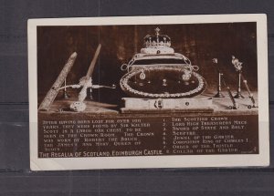 SCOTLAND, THE REGALIA, EDINBURGH CASTLE, CROWN, MACE, SCEPTRE, c1920 ppc, unused