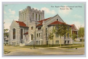 Kansas City Mo. Missouri First Baptist Church At Linwood And Park Postcard c1910