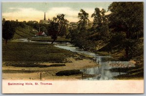 Postcard St. Thomas Ontario c1910s Swimming Hole Scenic Creek Elgin County