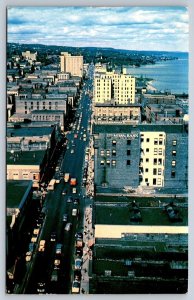 Superior Street, Downtown Duluth, Minnesota, Vintage 1958 Aerial View Postcard