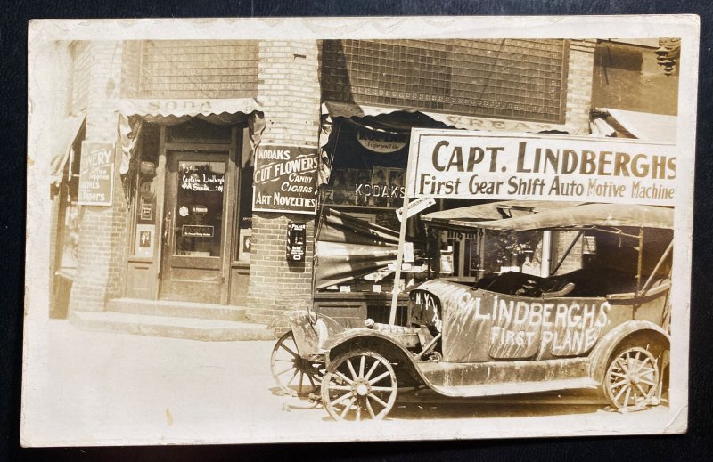 Mint USA Real Picture Postcard Capt Lindbergh First Gear Shift Automotive 