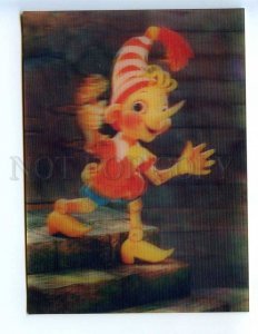 289908 RUSSIA cartoon Pinocchio by Kostrina 1987 year 3-D 3D lenticular postcard