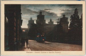 49512 vintage postcard - FERRARA city - CASTLE: tram -