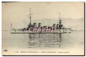 Old Postcard Boat Cruiser Leon Gambetta Breastplate