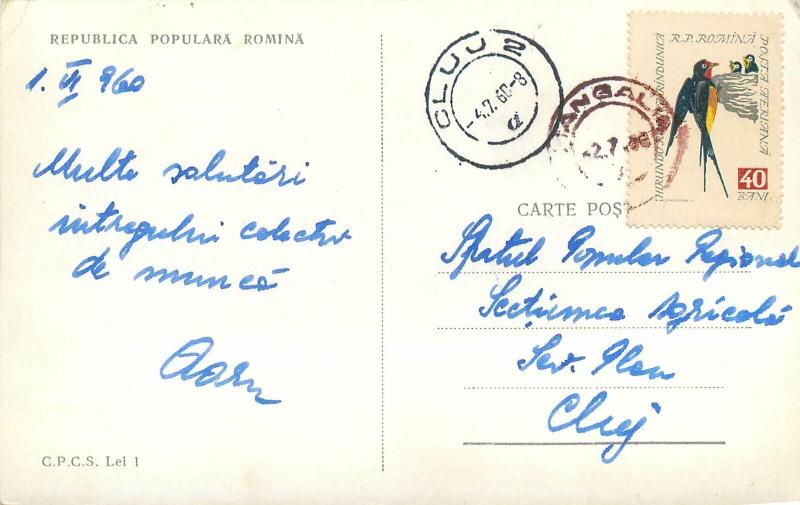 Romania Mangalia 1960 swallow bird nest stamp