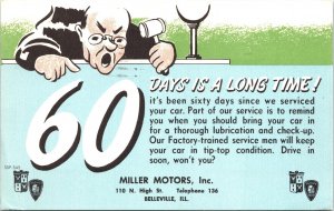 Advertising Postcard Illinois Belleville Miller Motors Service Center 1950 V205