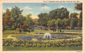 FOND DU LAC, WI  Wisconsin  LAKESIDE PARK AND ZOO   1958 Curteich Linen Postcard