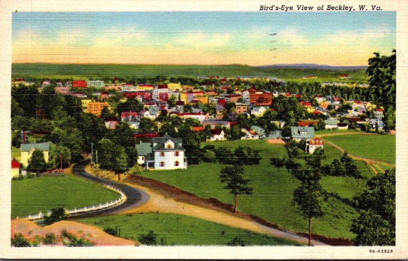 West Virginia Beckley Birds Eye View 1940 Curteich