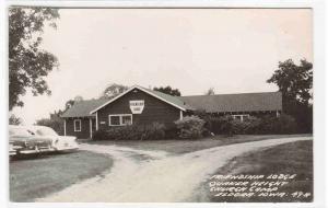 Friendship Lodge Quake Height Church Camp Cars Eldora Iowa RPPC postcard