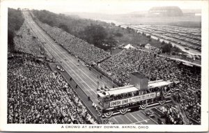 Postcard A Crowd at Derby Downs Akron Ohio American Soap Box Derby Auto Racing