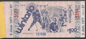 Canada 1977 Wintario $1 Lottery Compl. BOOKLET Unused 5 tickets depicting Sports