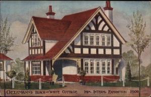 1909 Imperial Exhibition London Oetzmann's b&w Cottage Postcard