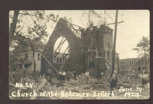 RPPC LORAIN OHIO CHURCH OF THE REDEEMER 1924 DAMAGE REAL PHOTO POSTCARD