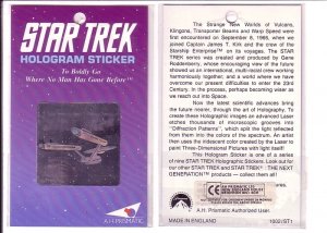 Star Trek Starship Enterprise Hologram Sticker 1991, To Boldly Go Where No Man