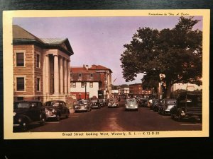 Vintage Postcard 1947 Broad Street Westerly Rhode Island (RI)