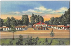 Sacramento, CA WELCOME GROVE AUTO COURT Roadside Gas Station '40s Linen Postcard