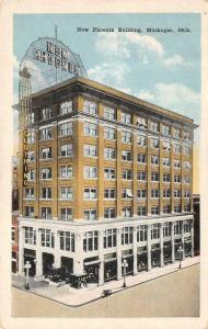 MUSKOGEE, OK Oklahoma  NEW PHOENIX BUILDING & Street View  c1920's Postcard