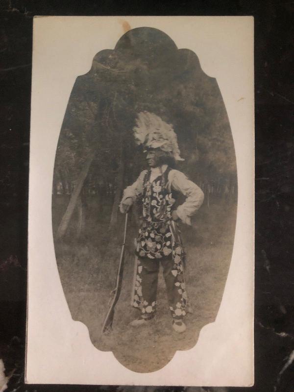 Mint RPPC Real Picture Postcard Native American Indian Chief Portrait