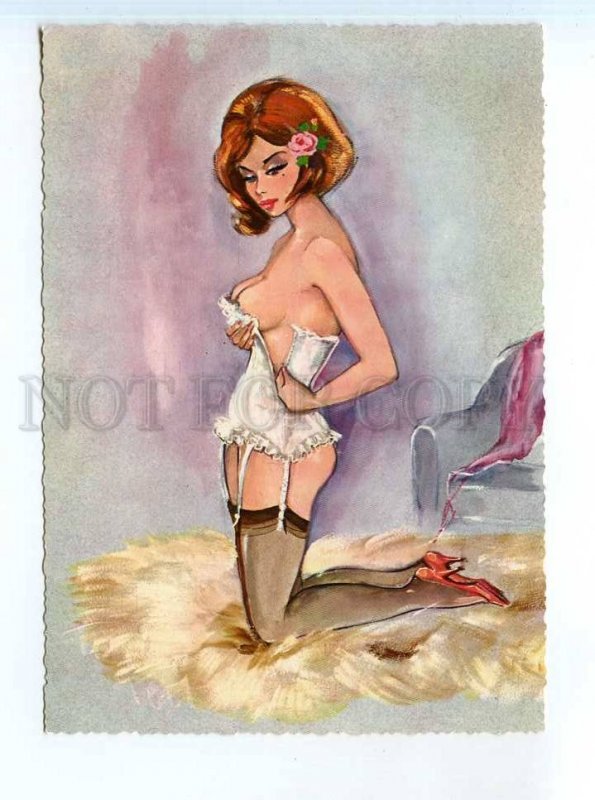 251635 VONY PIN-UP semi-nude girl beauty Vintage postcard