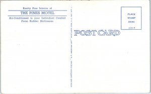 1950s Knotty Pine Interior of The Pines Motel Orange Texas Postcard