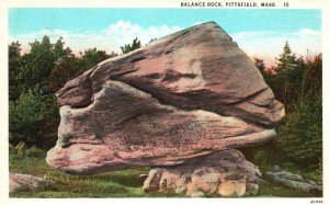 Vintage Postcard Balance Rock Pittsfield Massachusetts C. W. Hughes & Co. Pub.