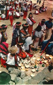 Vintage Postcard Native Indians in Market Day Santiago Atitlan Solola Guatamela