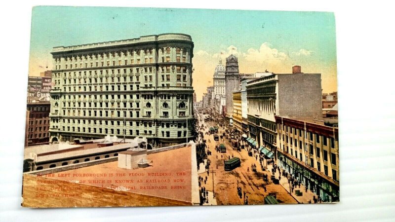 Vintage Postcard Flood Building, Street Scene San Francisco CA Unposted