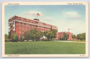 Linen~Wesley Hospital & Huston Nurses Home~Wichita KS~Art Colortone~Vintage PC