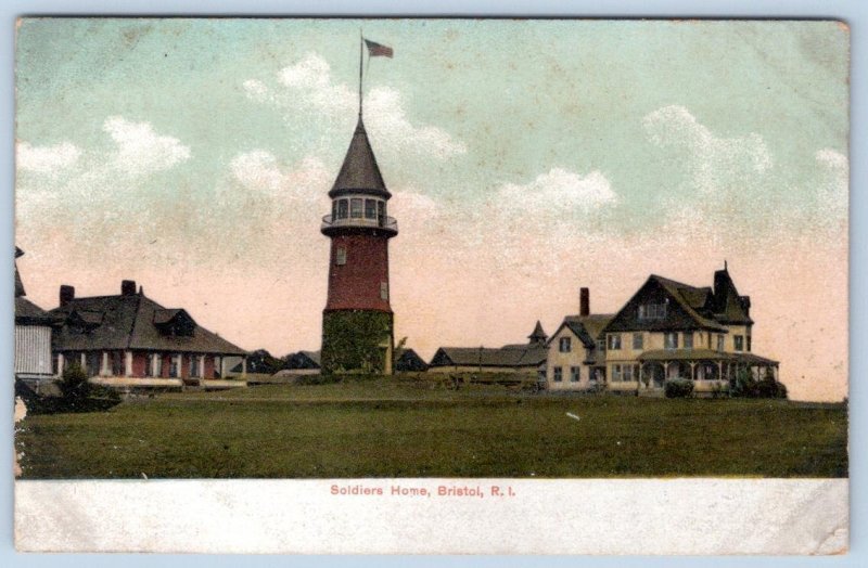 1910's BRISTOL RHODE ISLAND SOLDIERS HOME ANTIQUE LITHO-CHROME POSTCARD