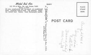 Fresno California 1940s Postcard Motel Bel Air