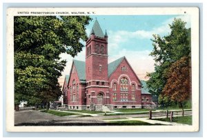 1927 United Presbyterian Church Walton New York NY Posted Vintage Postcard