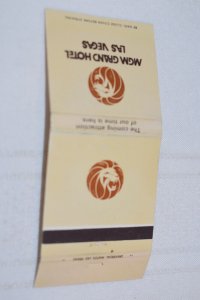 MGM Grand Hotel Las Vegas Nevada Lion 30 Strike Matchbook Cover