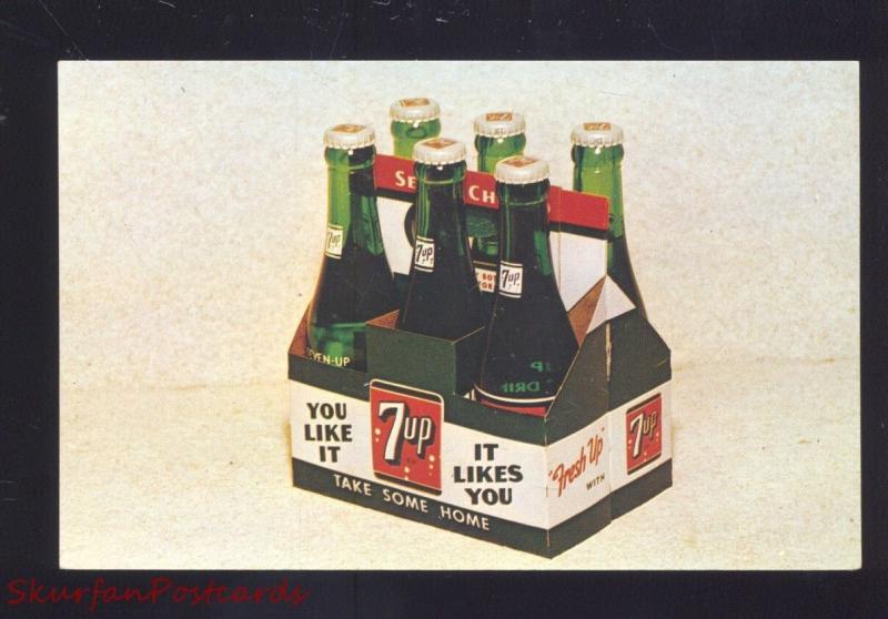 SEVEN UP SODA POP SIX PACK OF 7up VINTAGE ADVERTISING POSTCARD BOTTLE