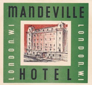 England London Mandeville Hotel Vintage Luggage Label sk3472