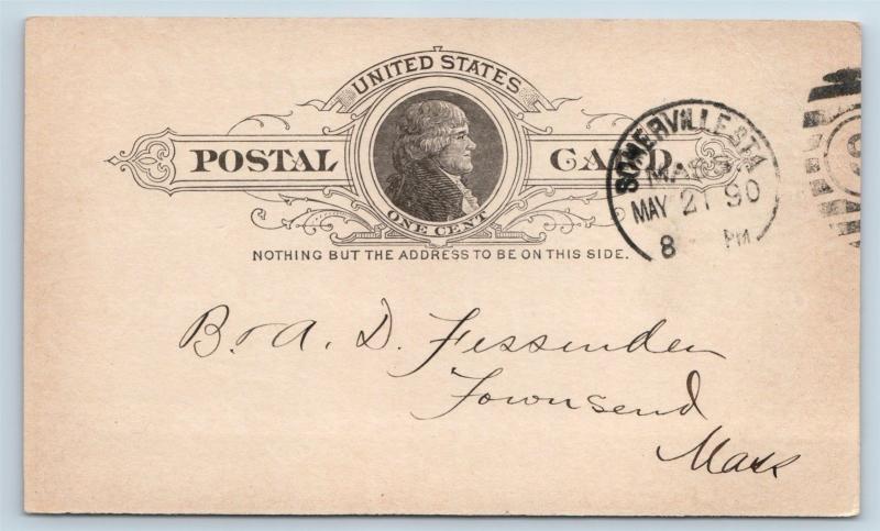 Postal Card NH Brookline Armstrong Cooperage Barrel Maker 1890 UX9 #2 N6